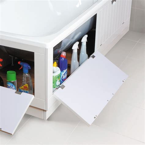 Fits most standard sized baths. Cooke & Lewis Universal White Bath Storage Front Panel (W)1700mm | Departments | DIY at B&Q