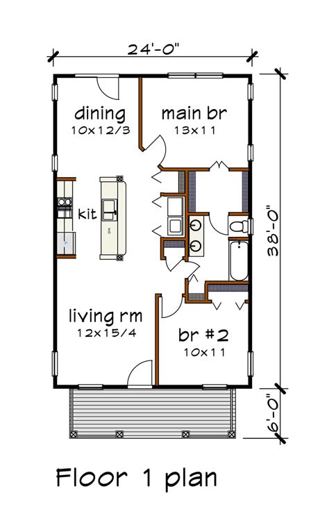 House Plan 75517 Bungalow Style With 912 Sq Ft 2 Bed 1 Bath