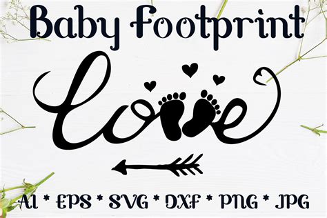 Baby Footprint Love And Hearts Svg Graphic By Sombrecanari · Creative