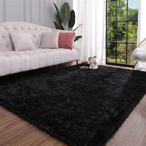 Buy Keeko Premium Fluffy Black Area Rug Cute Shag Carpet Extra Soft