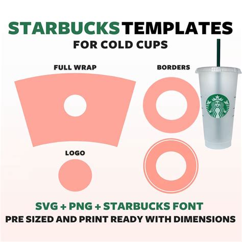 Cricut Templates Starbucks Cold Cup Dimensions Svg Starbucks Cup