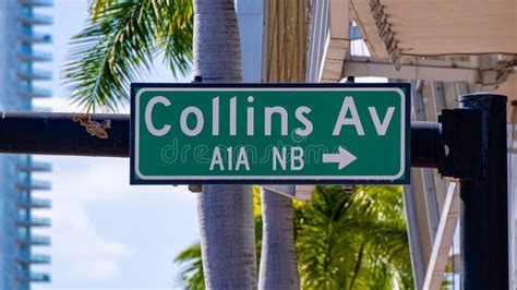 Famous Collins Avenue Street Sign In Miami Beach Stock Photo Image