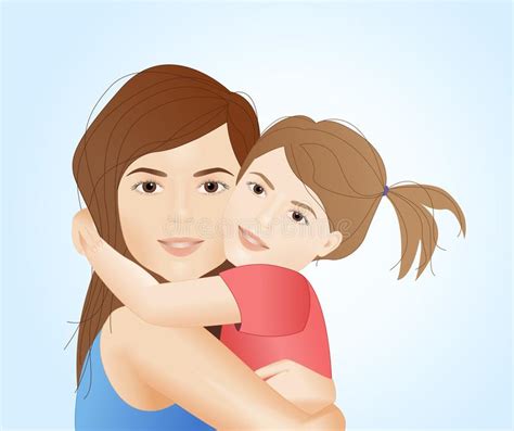 Daughter Her Hugging Mother Stock Illustrations 674 Daughter Her