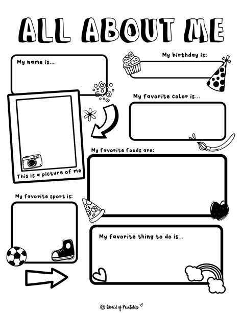All About Me Free Printable Worksheet Preschool Worksheets Library