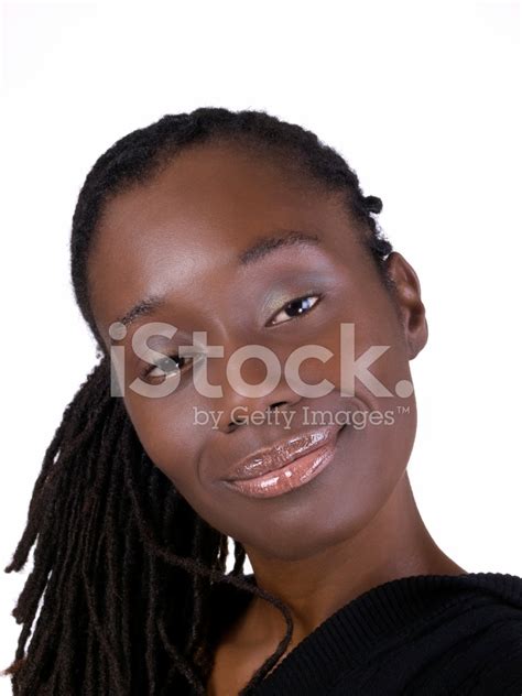 Attractive Young Black Woman Tilted Head Portrait Stock Photo Royalty