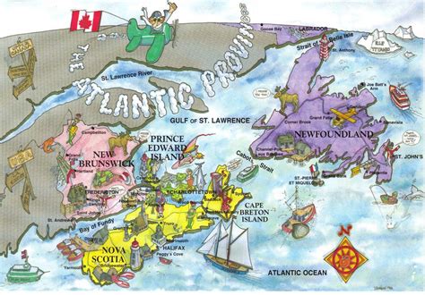 Large Atlantic Provinces Canada Map Postcard Canada Map Atlantic