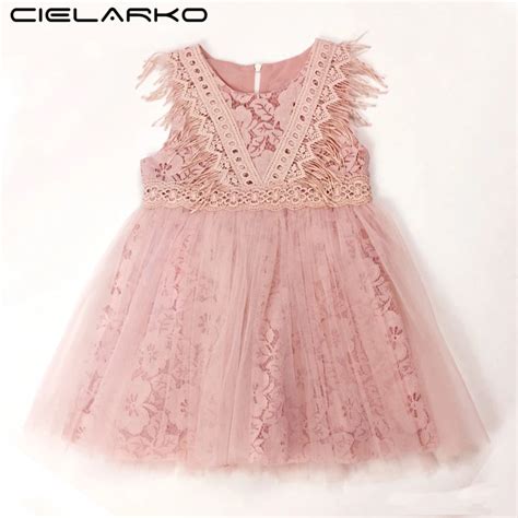 Cielarko Girls Lace Dress Kids Formal Birthday Dresses Vintage Baby