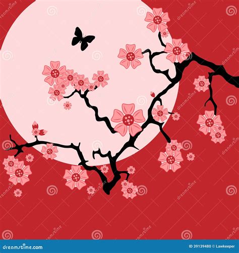 Abstract Cherry Tree At Sunset Stock Vector Image 39139480