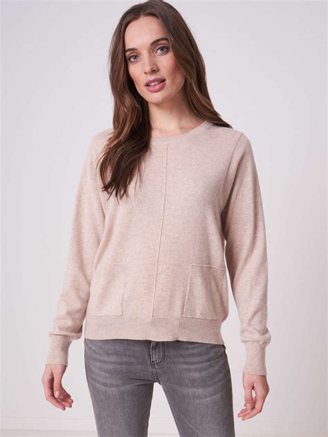 Official Usa Shop Cashmere Round Neck Jumper In Red Pure Neck Crew