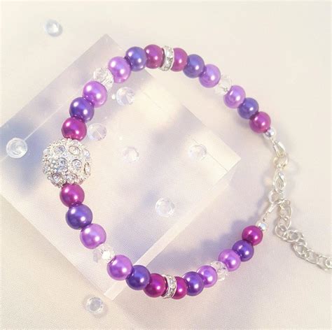 Rhinestone Beaded Bracelet Purple Mix Conscious Crafties