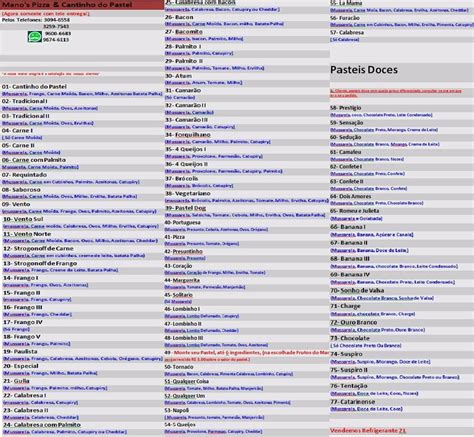 Menu At Mano S Pizza Cantinho Do Pastel Pizzeria S O Jos