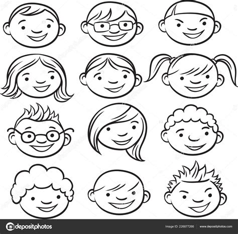 Whiteboard Drawing Smiling Kids Faces Stock Vector Image By