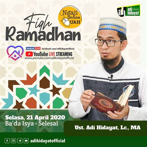 Dalam setiap ceramahnya, beliau dikenal memiliki kajian yang lengkap, mendalam dan komprehensif mengenai segala bidang ilmu agama islam. Keutamaan Amalan Bulan Ramadhan bersama Ustadz Adi Hidayat