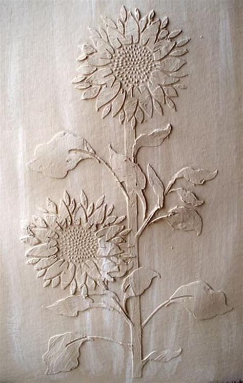 Raised Plaster Stencil Life Sized Freestyle Sunflowers Wall Etsy