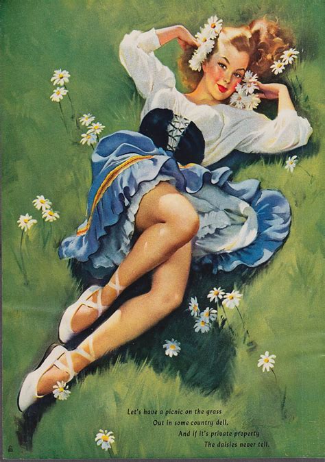 Meadow Garden Sexy Pin Up Girl Art Propaganda Retro Vintage Kraft