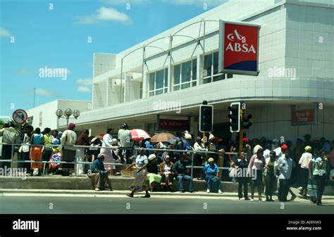 Queue Of Customers At Cash Machine King Williams Town Eastern Cape