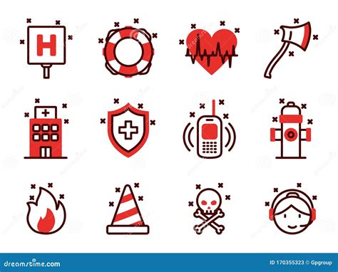 Emergency Icon Set Vector Design Stock Vector Illustration Of Secure