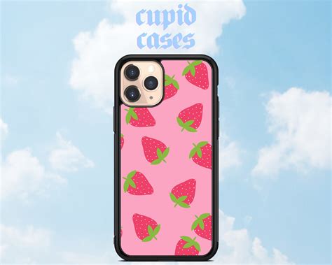 Strawberry Phone Case With Bumper Iphone 11 Pro 7 8 Xs Xr Etsy