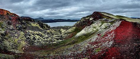 Panoramic View Of Colorful Rhyolite Volcanic Mountains Landmannalaugar