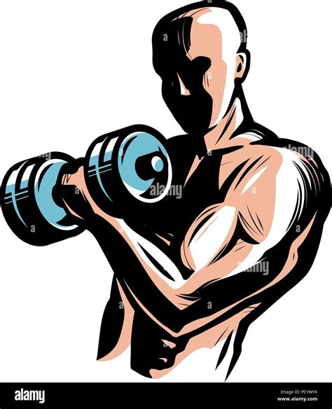 Strong Athletic Man Raises Heavy Dumbbells With His Hands Gym Body