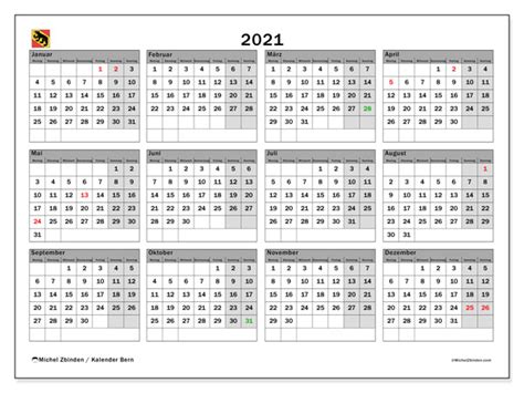 Der jahreskalender 2021 zum kostenlosen download. Jahreskalender 2021 - Kanton Bern - Michel Zbinden DE
