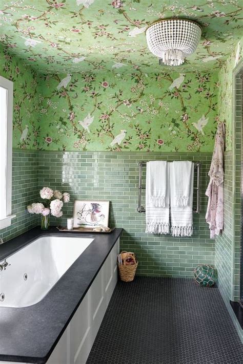 Green Wallpaper For Bathroom