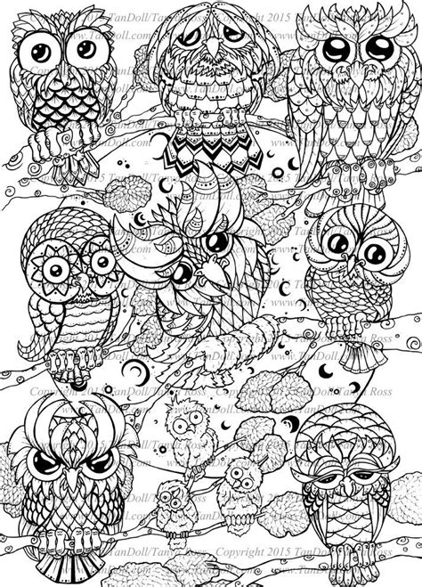 Make a coloring book with tattoo flash for one click. Artist TanDoll Instant PNG Download Owl Zentangle por ...