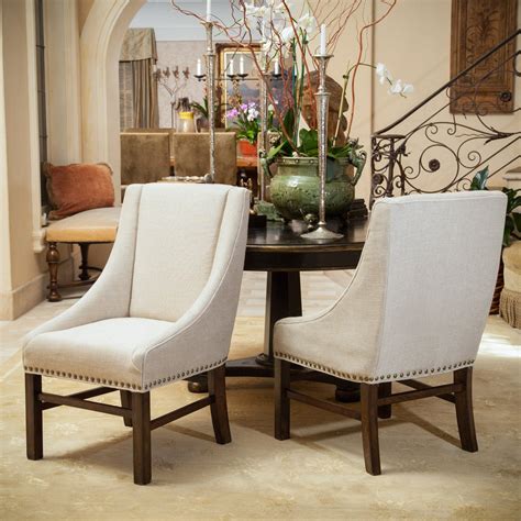 Caden Contemporary Fabric Upholstered Dining Chairs Set Of Natural