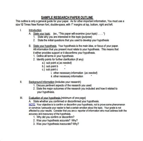 Free 8 Sample Research Paper Outline Templates In Pdf Sample