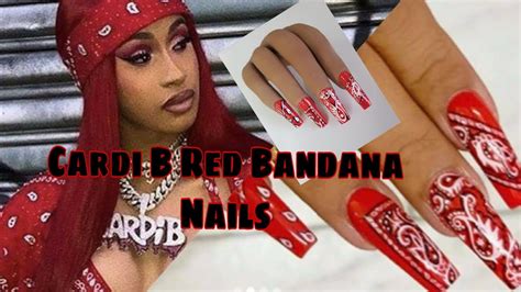 Cardi B Red Bandana Nails Youtube