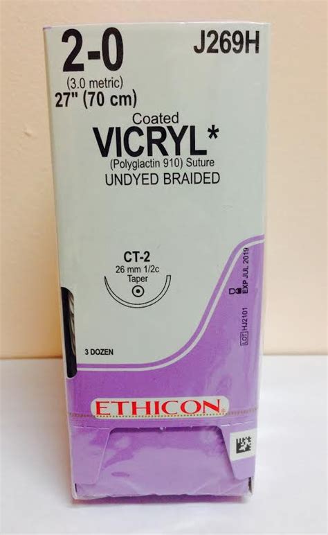 Ethicon J269h Coated Vicryl Suture Taper Point Absorbable Ct 2 26mm