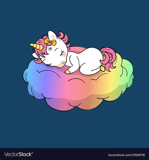 Cute Little Unicorn Sweet Dreams Print Sleep Vector Image