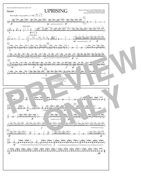 Uprising Snare Sheet Music Tom Wallace Marching Band