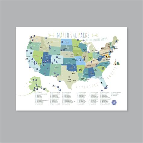 Your Printable U S National Parks Map With All 63 Parks 2022 New Map