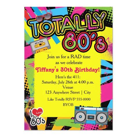80s Eighties Birthday Party Retro Invitation In 2020
