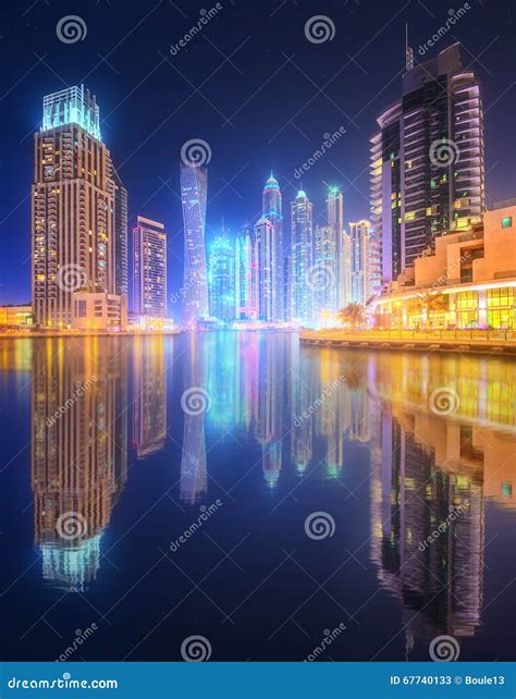 The Beauty Panorama Of Dubai Marina Uae Stock Image Image Of