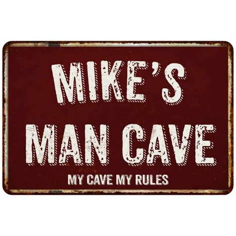 Mikes Man Cave Red Grunge Sign Metal 8x12 Decor 108120003092 Walmart