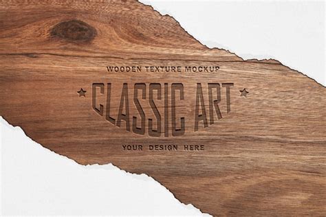 Premium Psd Wooden Texture Mockup And Engraved Wood Text Effect
