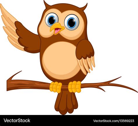 Happy Owl Cartoon Royalty Free Vector Image Vectorstock