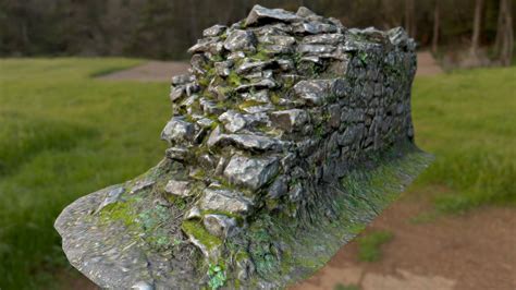 3d Asset Old Mossy Stone Half Wall Cgtrader