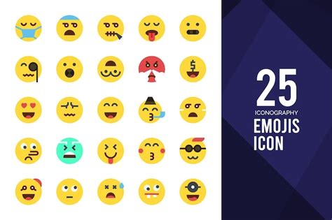 Premium Vector 25 Emojis Flat Icon Pack Vector Illustration