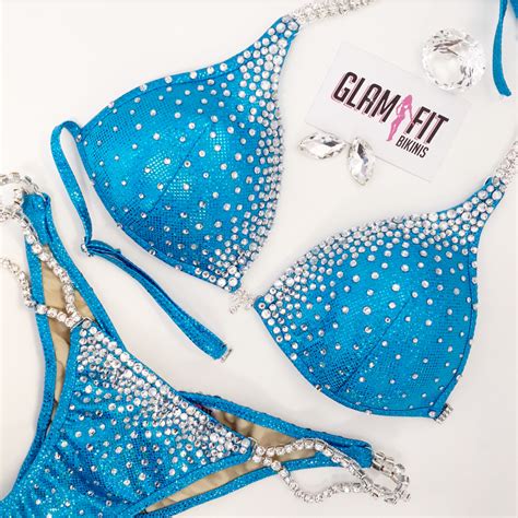 Blue Turquoise Competition Bikini Bikinis Figure Competition Suits