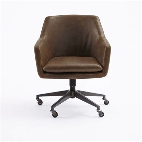 Helvetica Leather Office Chair West Elm United Kingdom