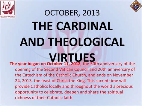 11 Oct 2013 Cardinal And Theological Virtues