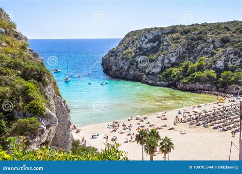 Cala En Porter Beach Menorca Spain Stock Photo Image Of Baleares