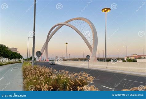 Doha Qatar March 26 2020 Al Wahda Bridge The Tallest Monument Of