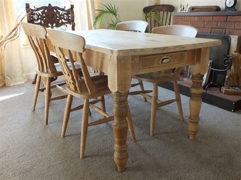 Old Vintage Rustic Farmhouse Kitchen Dining Table With Drawer In