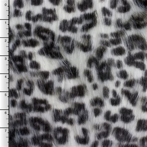 Cali Fabrics White Snow Leopard Long Pile Faux Fur