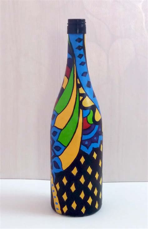 Buy Hand Painted Glass Bottle Vase Multi Colored Design Online India Imagicart Large Ceramic