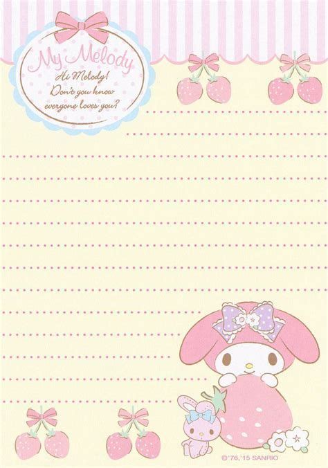 Sanrio My Melody Letter Set Mushroom My Melody Letter Paper